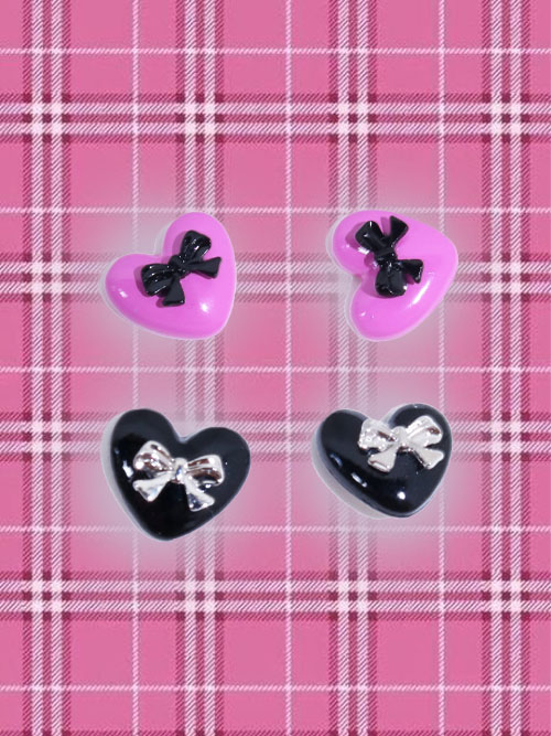 lovely kitsch heart earrings (2color)